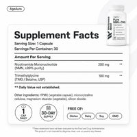 AgeAura Pure NMN + TMG supplement facts
