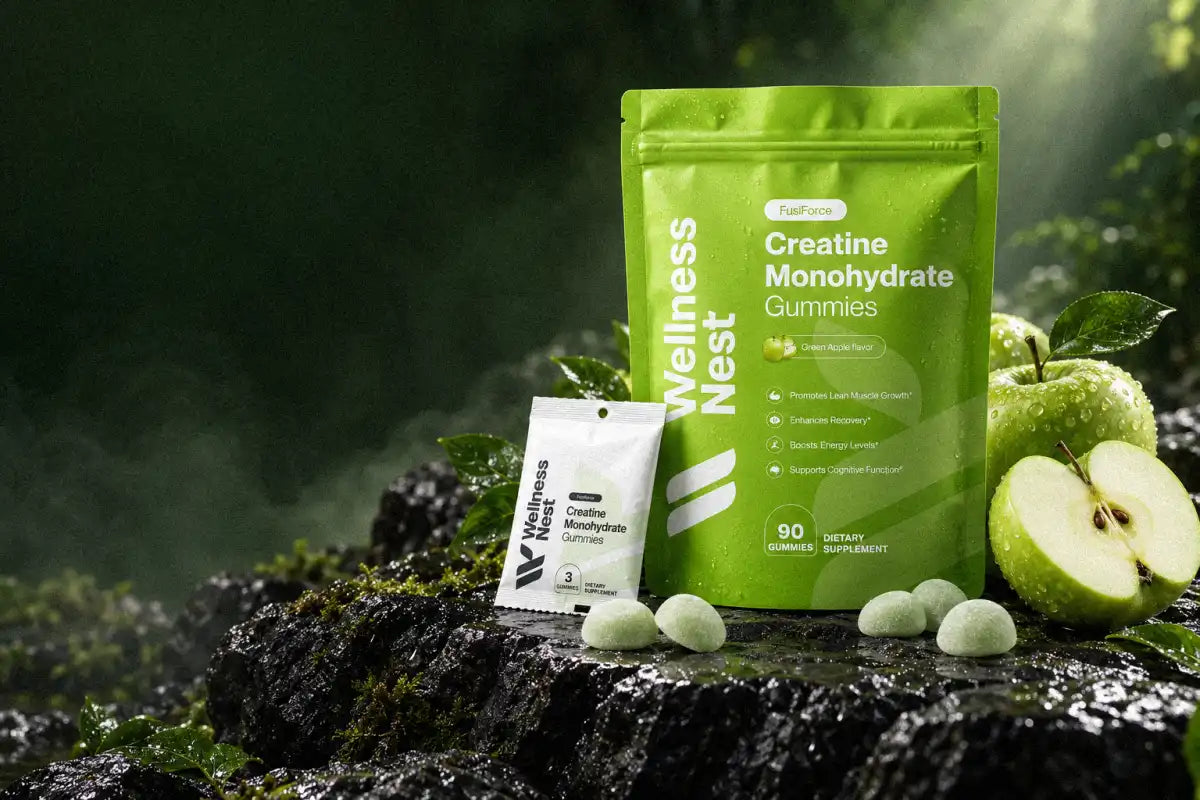 FusiForce Creatine Monohydrate Gummies, Green Apple